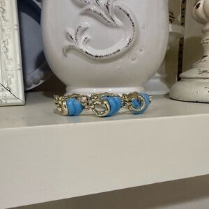 Elegant Gold and Turquoise Color Blue Chain Bracelet